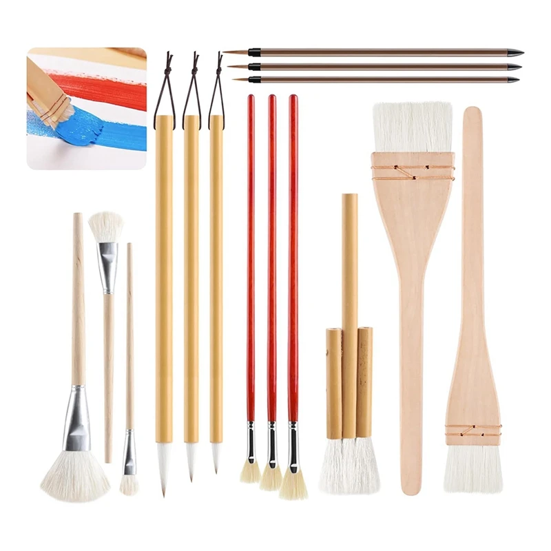 

15Pcs Pottery Glaze Brushes Paint Brushes Set - Ceramic Brushes Painting Tools, For Acrylic Painting Watercolor Ceramic