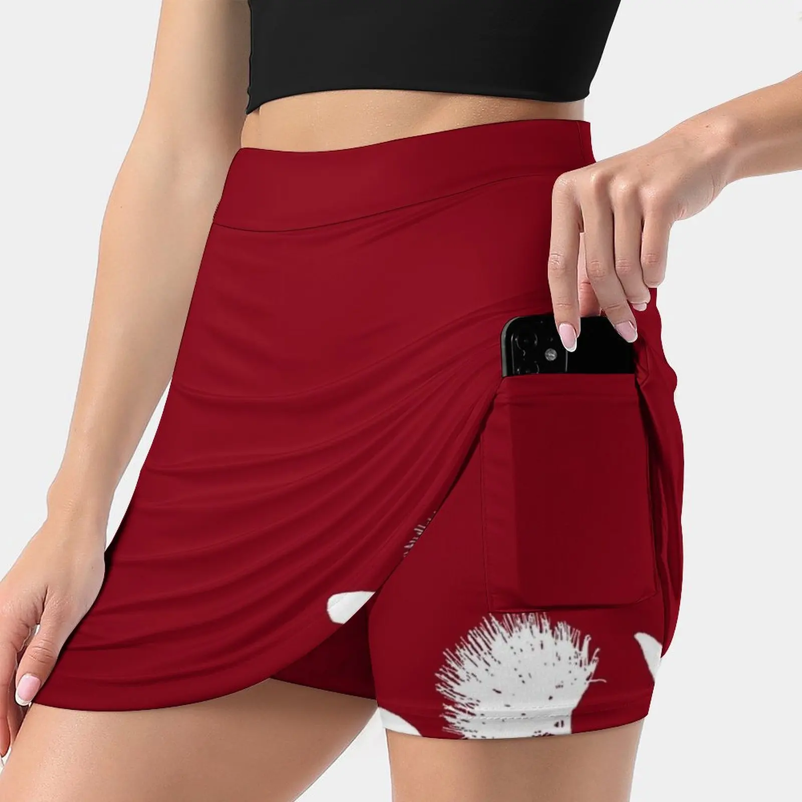 Pohutukawa-White On Red Korean Fashion Skirt Summer Skirts For Women Light Proof Trouser Skirt Pohutukawa Beach New Zealand