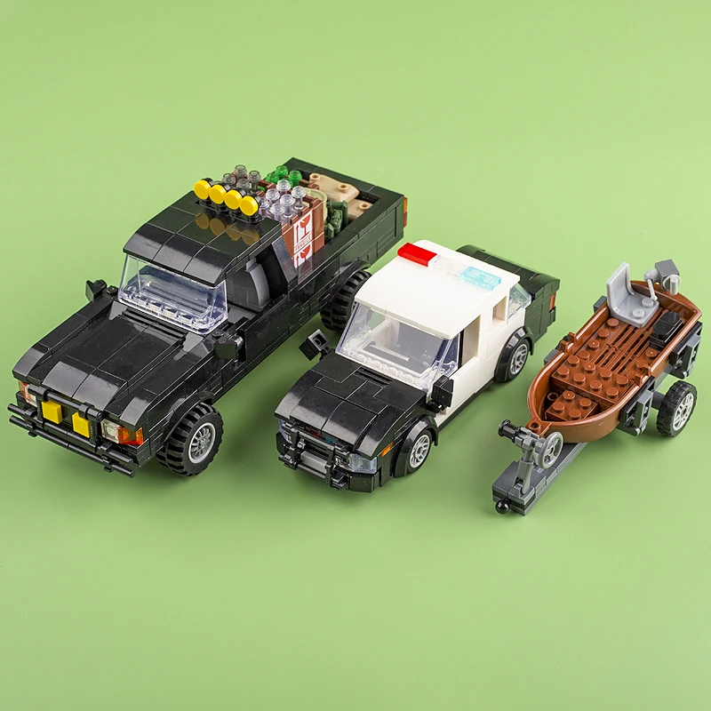MOC Car Model Pickup Truck Building Blocks City Police Station Engineering Transport Vehicle Bricks DIY Education Toys Boy Gift
