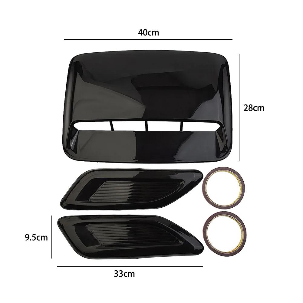 

3PCS Bright Blac Leaf-shaped Car Modified Air Vent Hood Decoration Split Opening Machine Cover Fake Air Vent Sticker