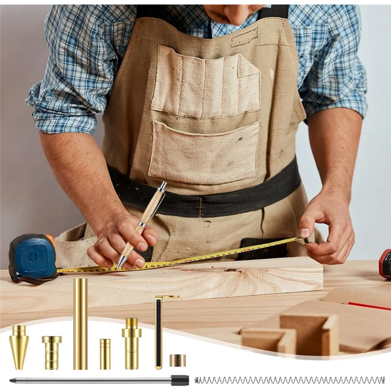 A26F-Kit Pena Dapat Ditarik untuk Pembubutan Kayu Kit Pena Klik 7Mm dengan Isi Ulang Perlengkapan Pembubutan Bubut untuk Teman DIY