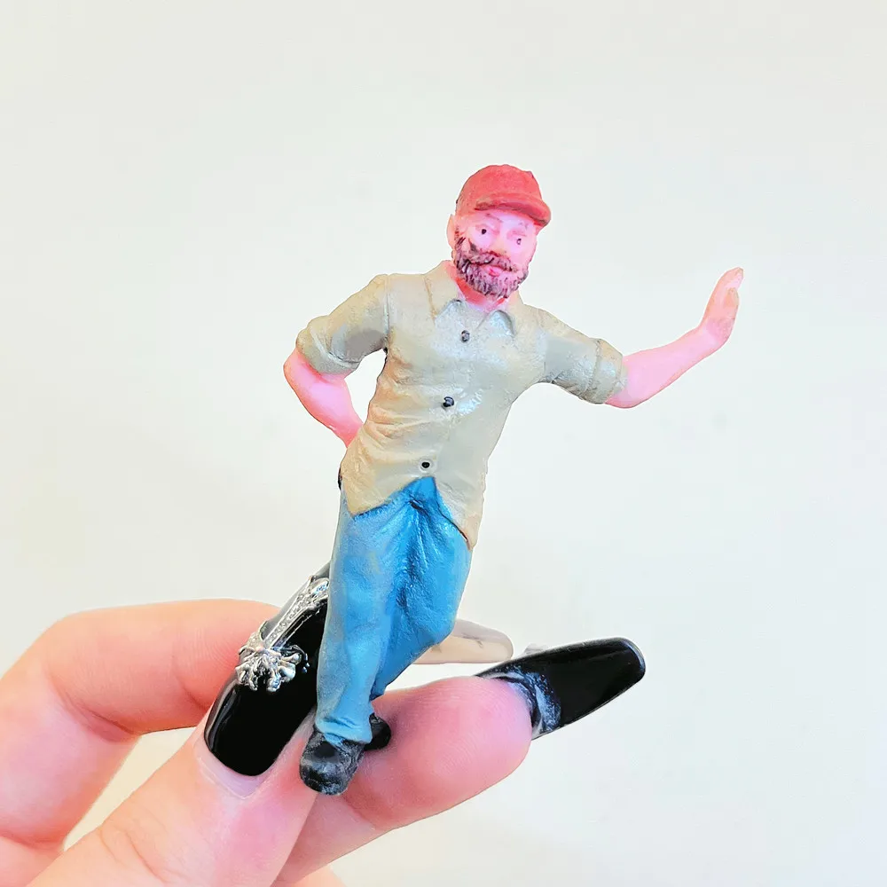 Hand-Painted Resin Lumberjack Figurine, Miniature Forest Worker Figure for Christmas Village & Diorama Scene Decoration