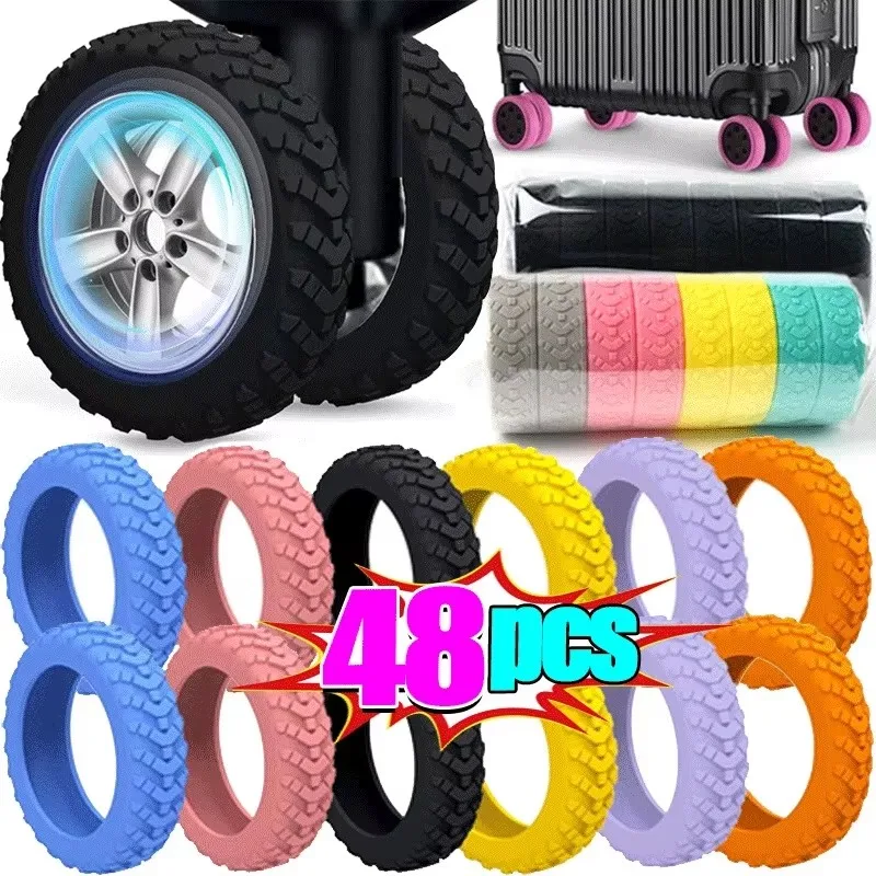 

8/48pcs Thicken Texture Silicone Wheels Protector For Luggage Reduce Noise Travel Luggage Wheels Cover Luggage Accessories