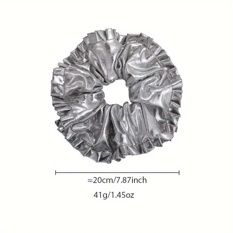 Fashionable Sweet & Edgy New Silver Laser-Cut Ruffled Lace Wide Hair Band - Large Size for Girls
