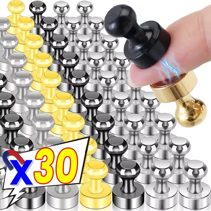 Metal Strong Magnetic Pushpins Magnets Pin Whiteboard Fridge Thumbtack Power Magnet Sheets Push Pins for Office School