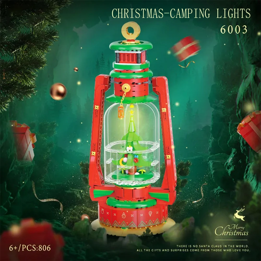 

Christmas Camping Light Building Blocks Rotating Tree LED Light Set Festive Decoration Gift for Kids Adults 8+
