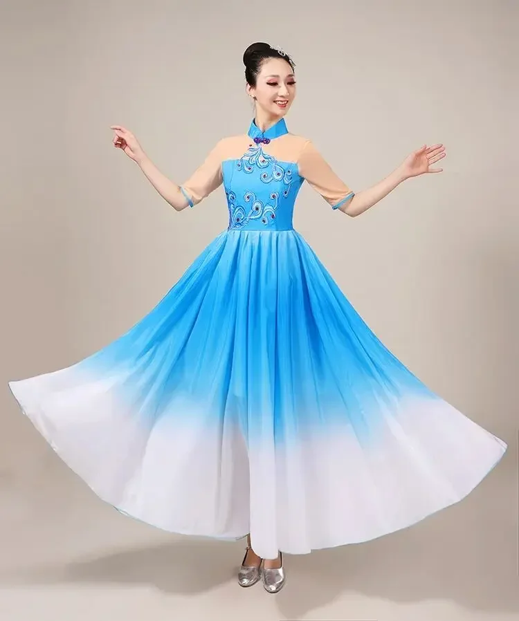 

34 Women's classical dance costumes new adult elegant embroidery printing Yangko clothing dance national dance costume