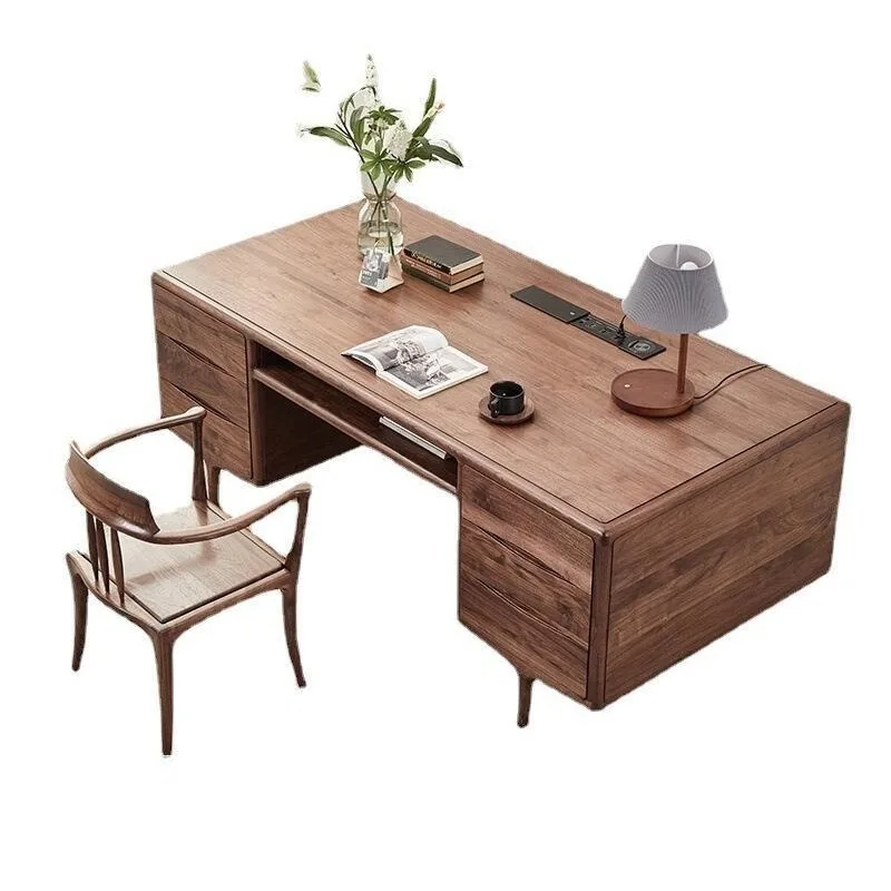 North American Black Walnut Desk, All-Solid Wood Italian Light Luxury Desk Desk, Study Home Office Desk, Solid Wood Desk