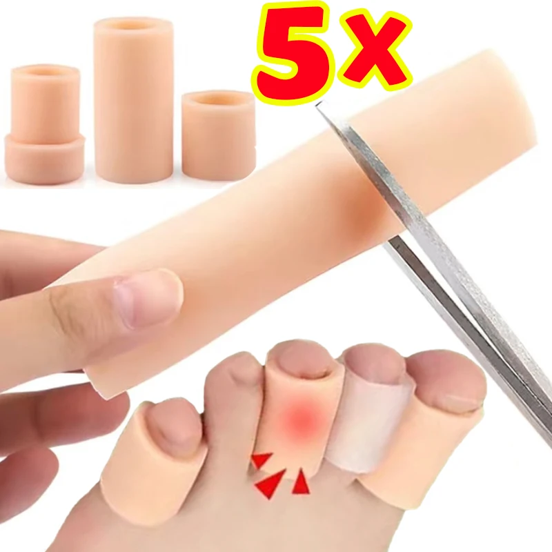 

1-5Pcs Cutable Toe Protector Finger Protection Elastic Silicone Tubes Sleeves for Bunion Corns Blisters Calluses Foot Care Tools