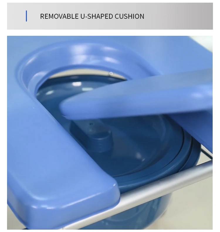 Lightweight Duty Rolling Bedside Commode Chair With Wheels Aluminum Mobile Toilet Chair U Shape Seat For Elderly Disabled view 4