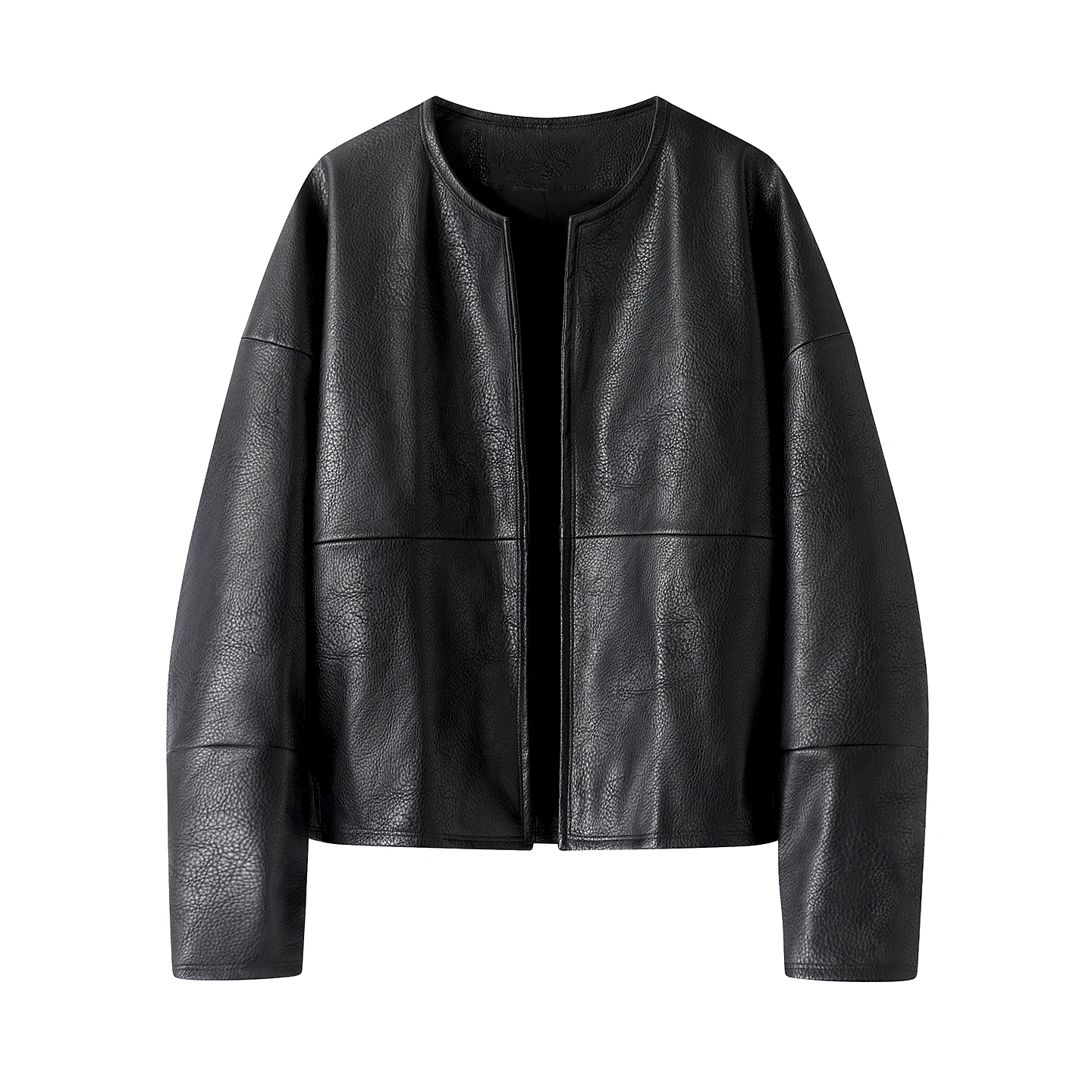 

Fashionable Black Leather Jacket Women's Loose Fit Simple Style Autumn New Arrival Elegant Personality Short Zipper Coat