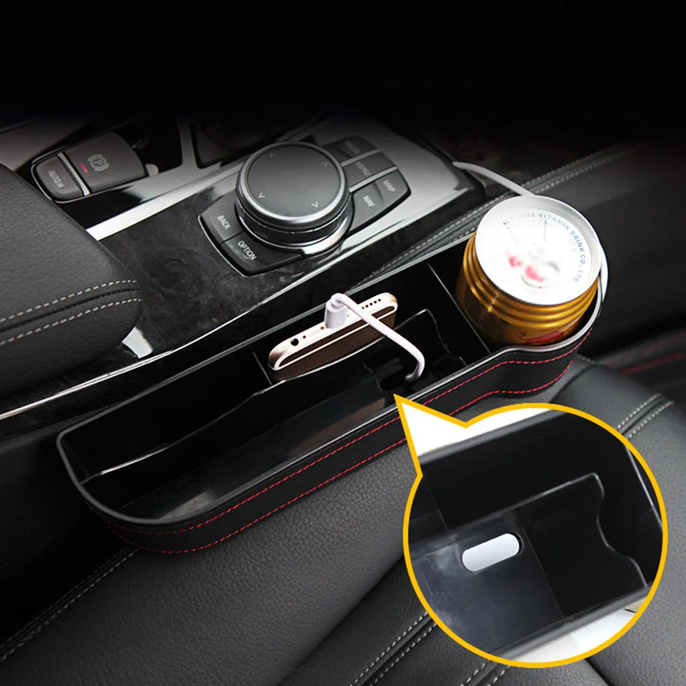 

Multifunctional Gap Storage Box Pu Charging Hole Holds Bottles Phones Keys Driver Side Slit Container Pocket For Cup