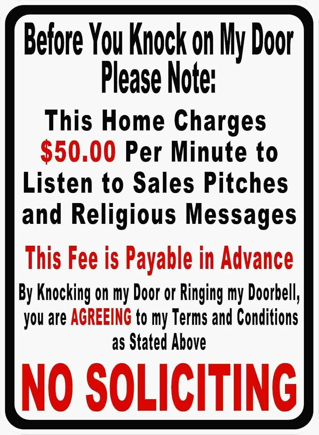 Before You Knock On My Door Sign No Soliciting Metal Sign 12 X 8 INCH