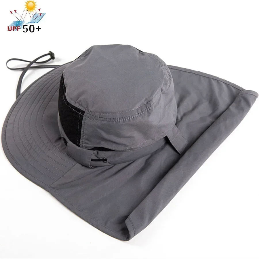 Sun Hat UPF50+ Mens Women Boonie Hats with Neck Flap UV Protection Large Wide Brim Hiking Fishing for Summer Outdoor Activity