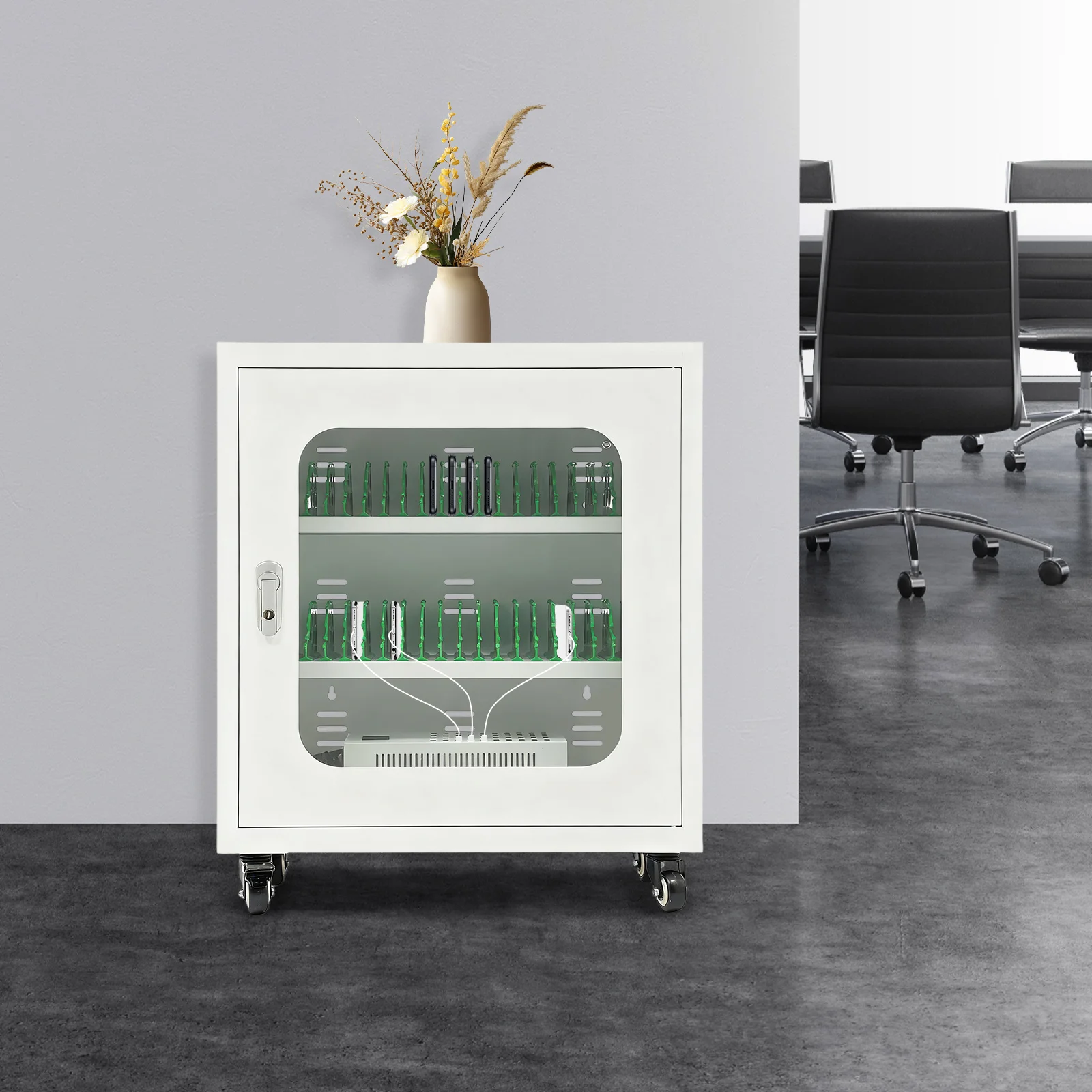 محطة شحن للهاتف المحمول متعددة الأغراض بقدرة 40 فتحة، عالية الكفاءة بقدرة 400 وات، قفل باب من الزجاج المقسى، متنقل وآمن #2