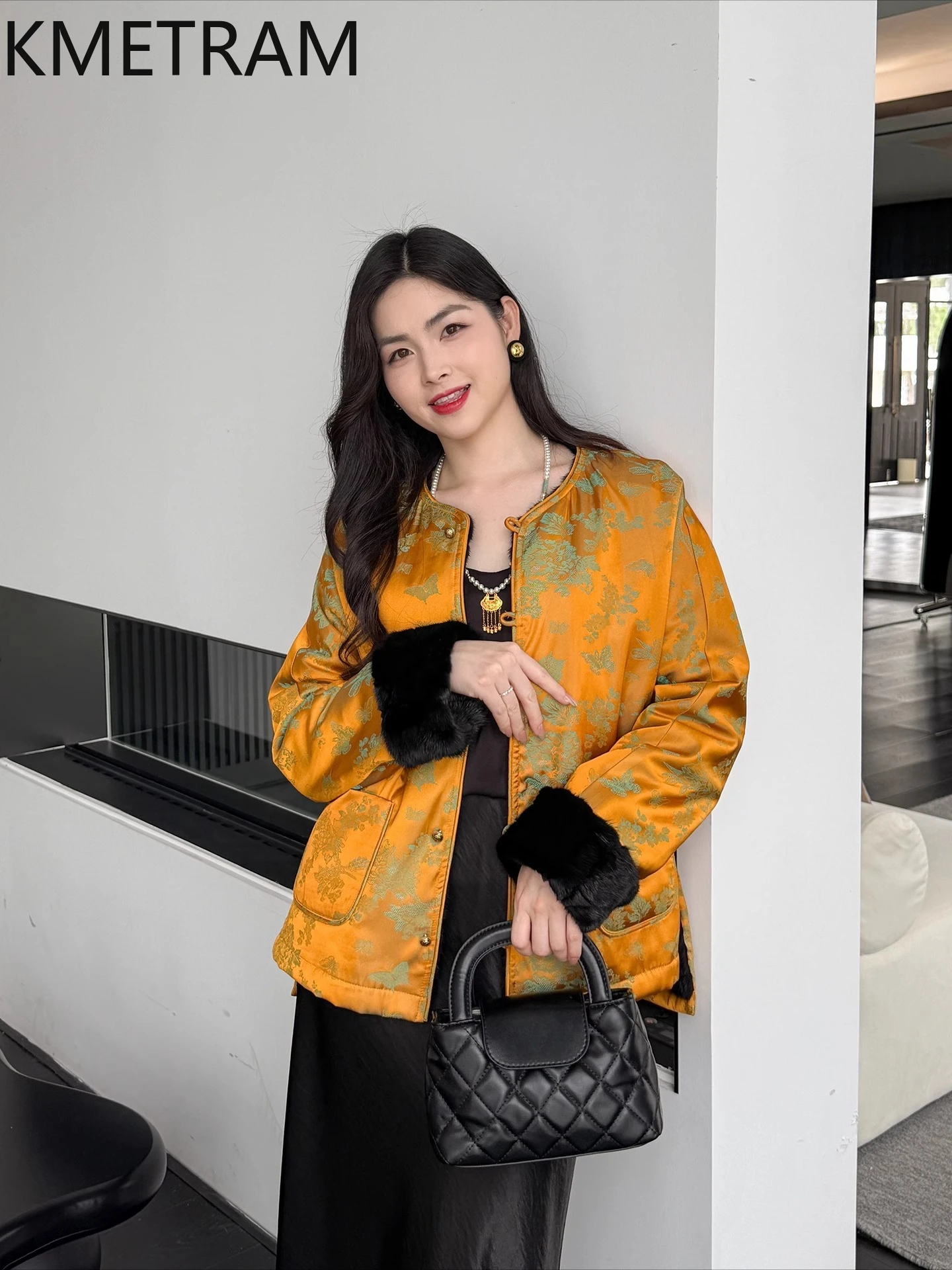 KMETRAM 100% 밍크 리얼 퍼 코트 양면 여성 겨울 재킷 2025 짧고 스타일리시한 여성 의류