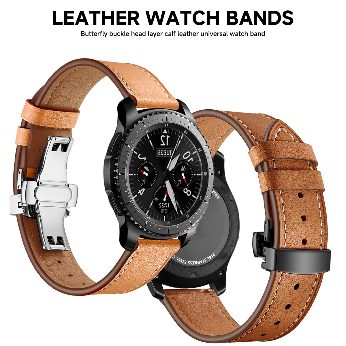 Pulseira de couro de alta qualidade para samsung galaxy watch ultra 2025 47mm pulseira com fivela borboleta galaxy watch 8 40/44/46mm