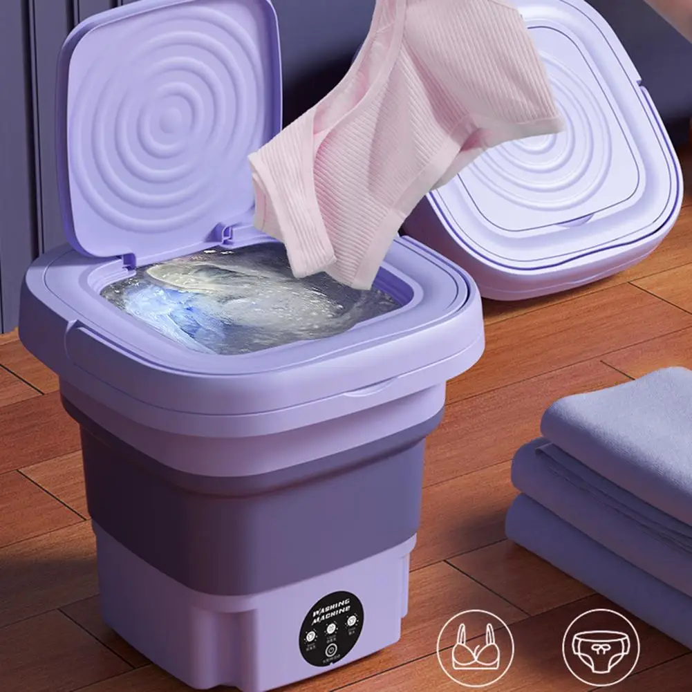 

1 Set 8L Washing Machine Telescopic Laundry Machine Clothes Spin Dryer Bucket Travel Underwear Socks Ultrasonic Mini Washer