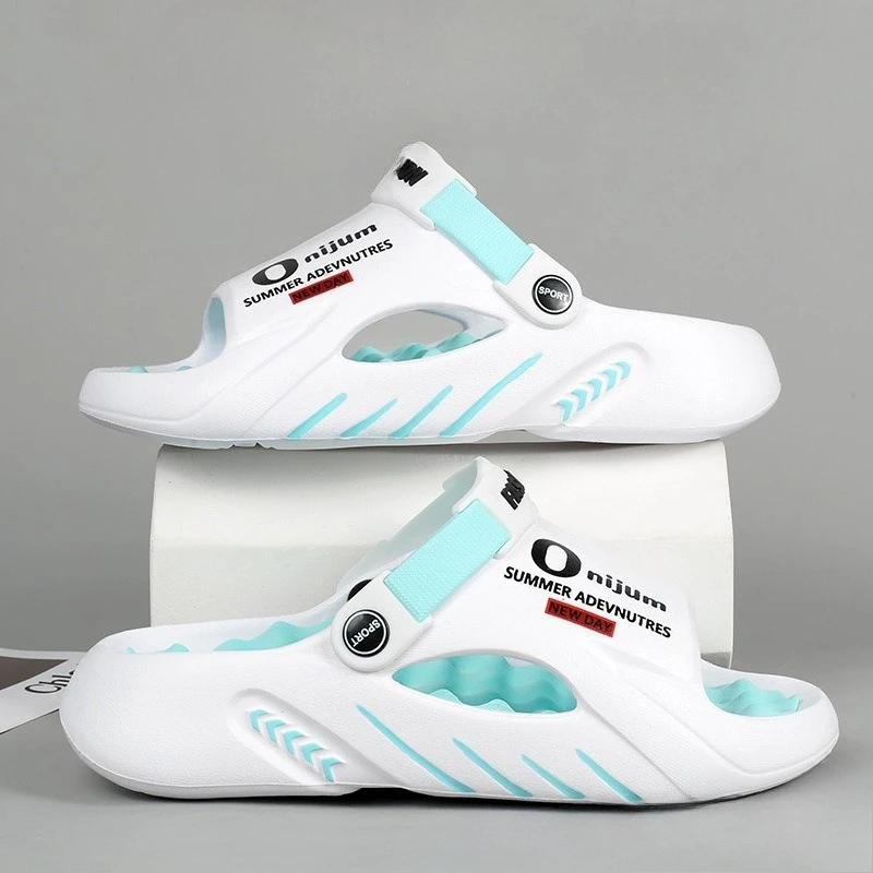 

Модные мужские массажные тапочки для дома и улицы, пляжа, нескользящие износостойкие повседневные сандалии, удобная женская домашняя напольная обувь