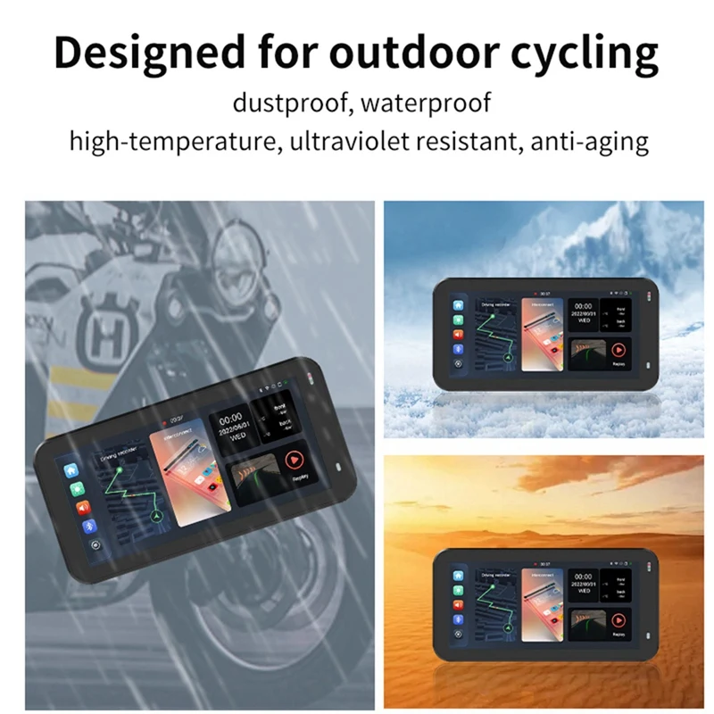 AU05 -MG600 6.25Inch Display Motorcycle Navigator GPS Wifi Wireless Carplay Android Auto Screen Dual Camera Tire Pressure Kits