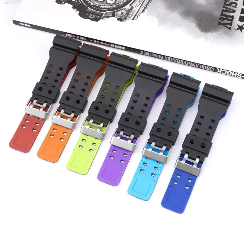 Strap for Casio G-Shock GA-100/110/120/140/300/400/700 GD-100/110/120 G-8900 GAC-100 Resin Silicone Watch Band Accessories 16mm