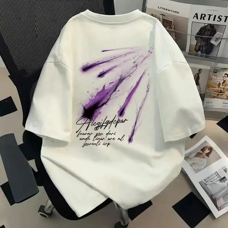 Personalized Printed American Pure Cotton Heavyweight Brand Top Trendy Men Women High Street Loose Short Sleeved T-shirt Summer