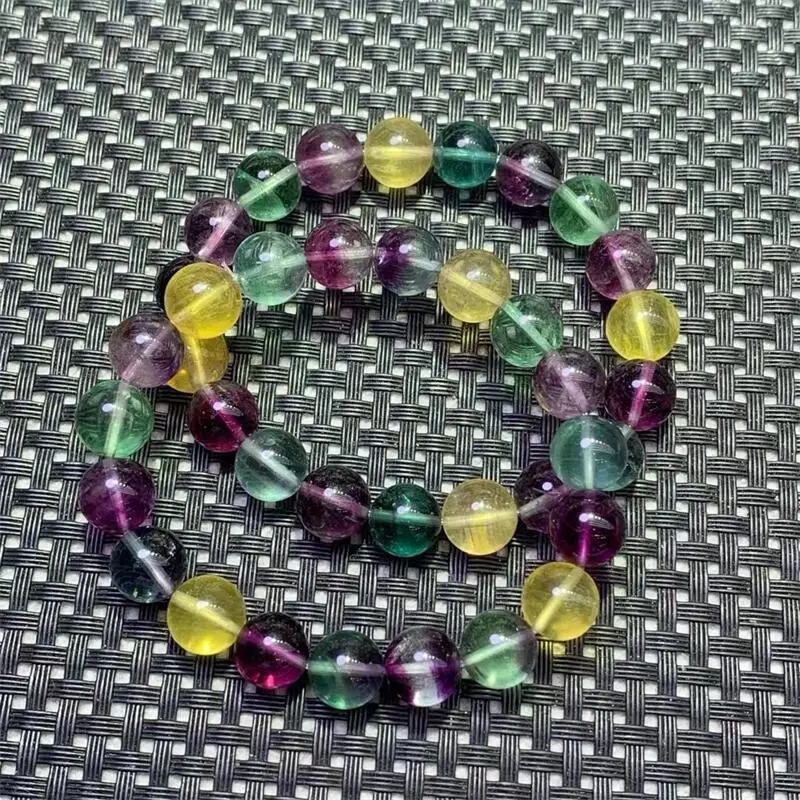 10CM Natural Colored Fluorite Bracelet Faceted Beads Crystal Reiki Healing Stone Jewelry Gift For Women Men Gift 1PCS