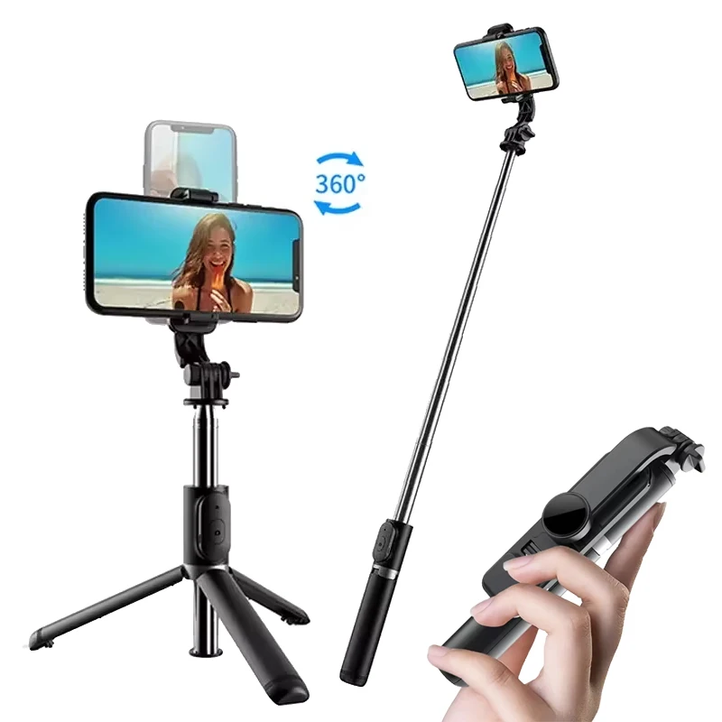 Portable Selfie Stick Phone Tripod With Wireless Remote Extendable Tripod Stand 360 Rotation Compatible