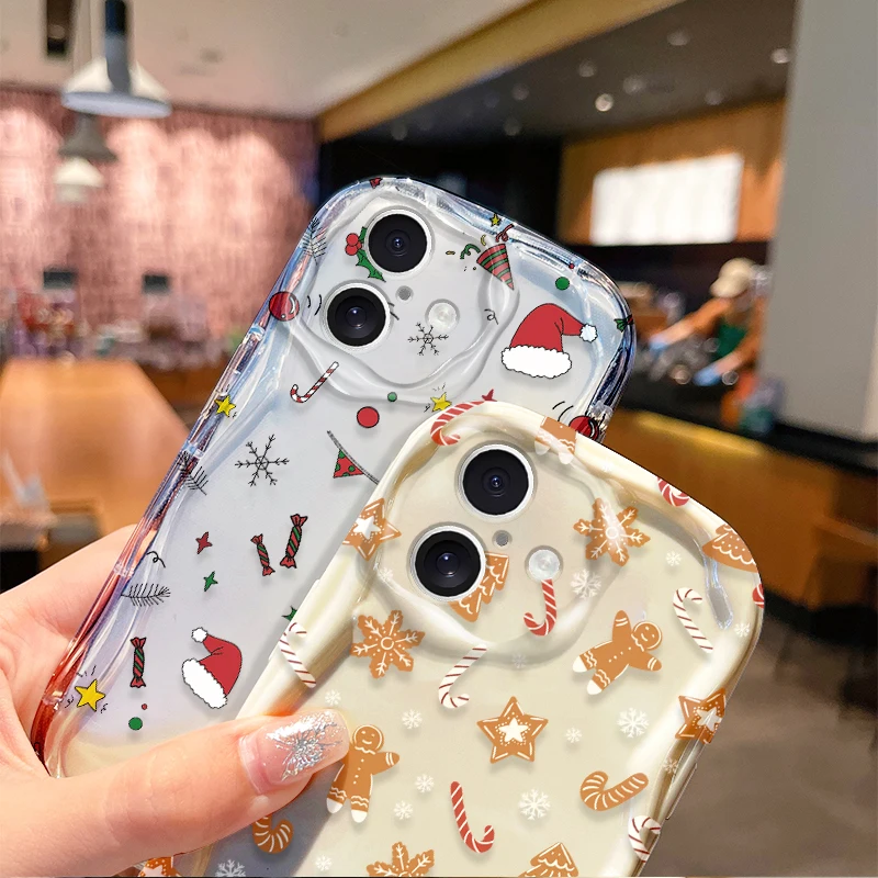 عيد الميلاد اليقطين كاندي حافظة شفافة آيفون 17 الهواء 16E 16 15 14 زائد 13 12 11 برو ماكس SE 2020 SE4 7 8 لينة سيليكون الغطاء الخلفي