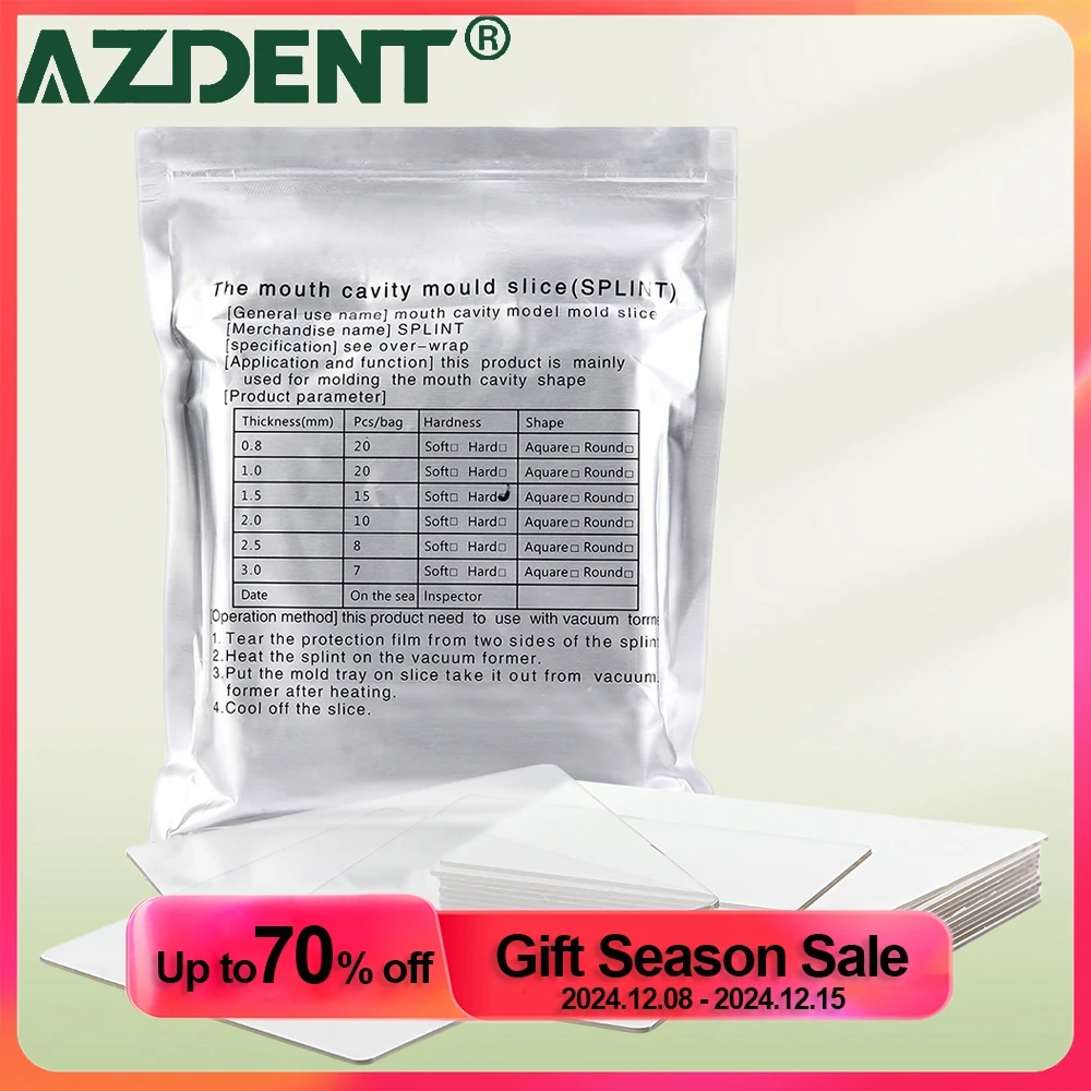 AZDENT Dental Orthodontic Splint Retainer Vacuum Forming Sheet Soft/Hard Plastic 1.0/1.5/2.0mm Dentistry Thermoforming Material