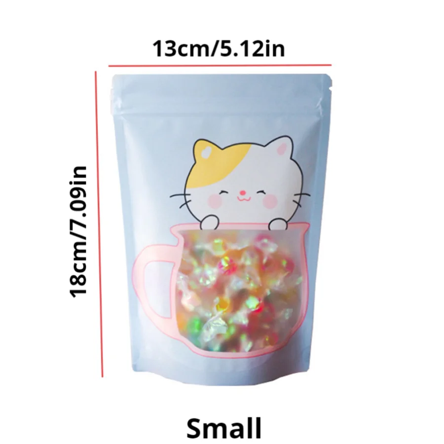 10pcs Cute Animal Print Stand up Gift Bags With Zipper for Small Business Packaging of Candy, Cookies, Snacks, Nuts, Biscuits