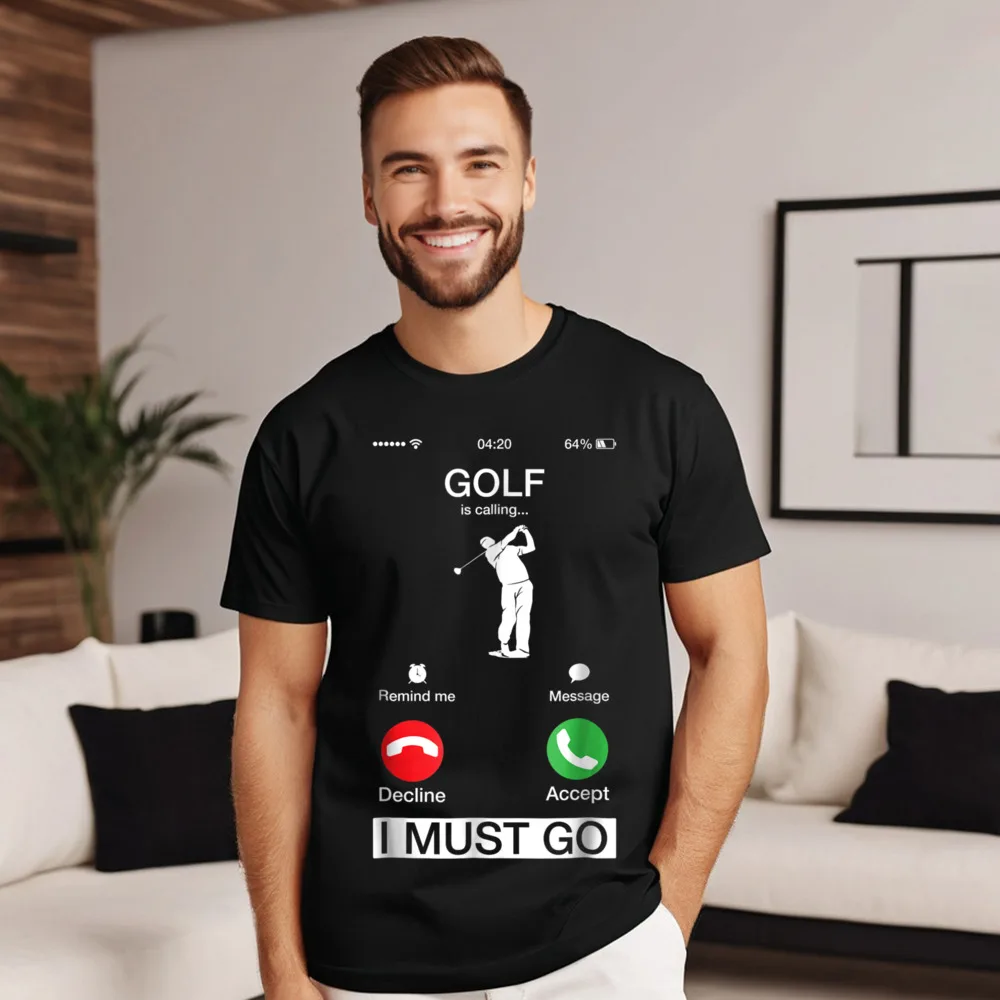 Cute Mens T-Shirt Golf Is Calling And I Funny Tees All Cotton Short Sleeve Lose T-Shirt Round Neck