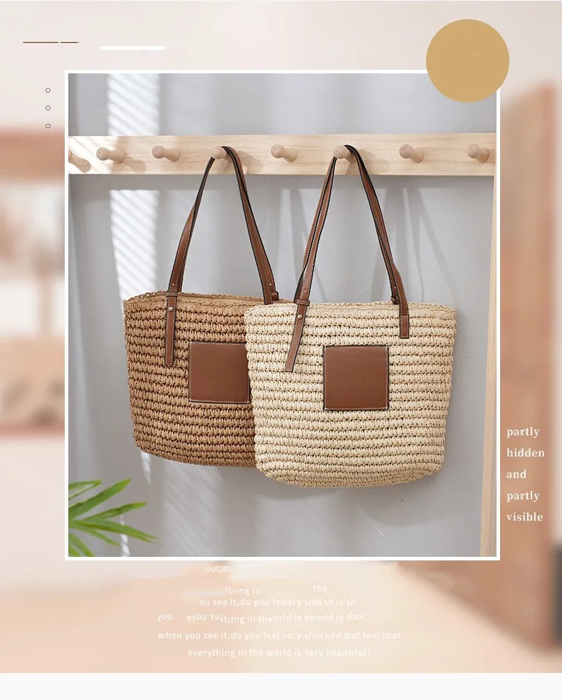 Straw Bag Handmade Weave Handbags For Women Luxury Designer 2024 New Fashion Summer Casual Rattan Shoulder Beach Bags