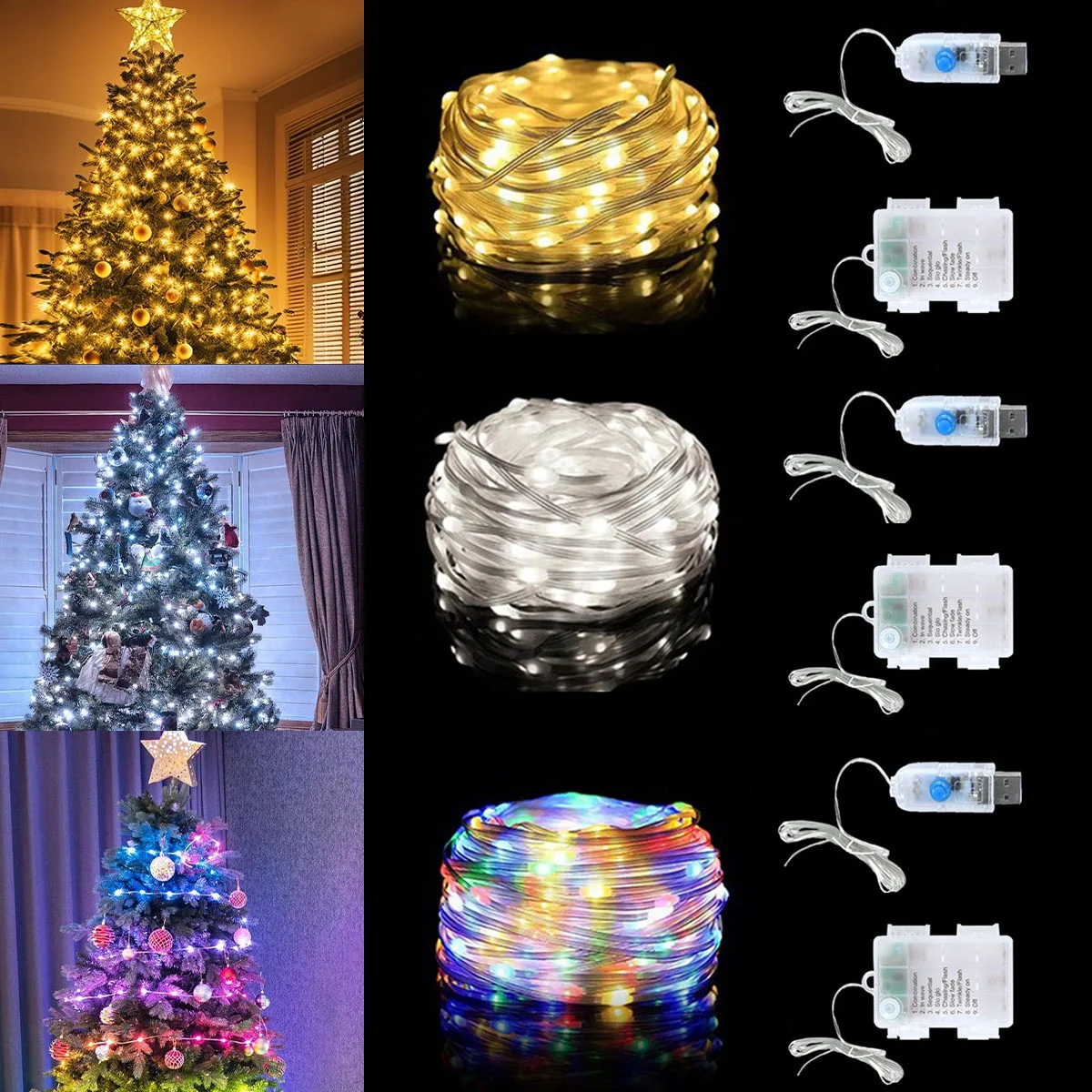 5/10M LED Leather Cord Lights Christmas Fairy Lights Garland Christmas Tree Decorations for Home 2024 Navidad Noel New Year 2025