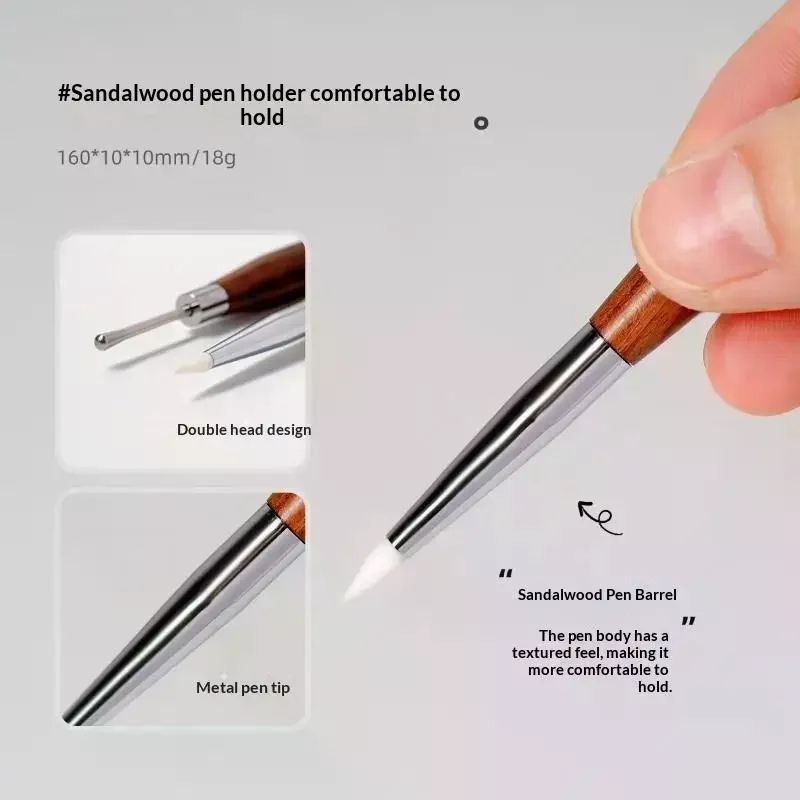 Wooden Double Head Nail Art Brush Silicone Carving Pen Nail Supplies Carving Flower Painting Pen For Nail Art Tool