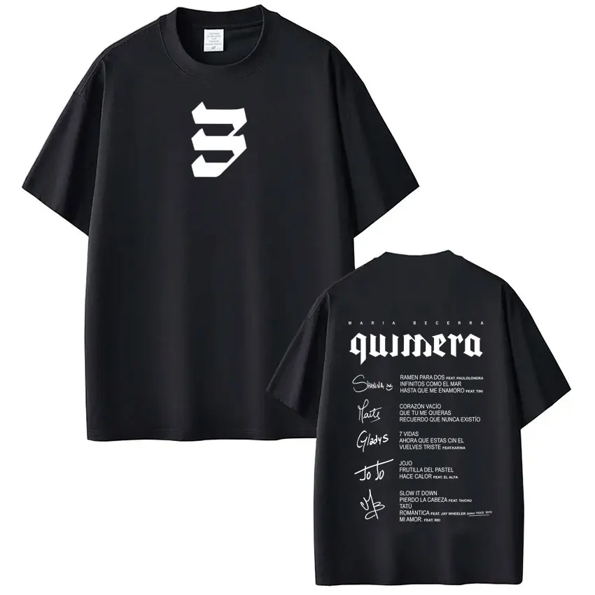 Camiseta con estampado del álbum de Singer Maria Becerra Quimera para hombre y mujer, Camiseta de manga corta a la moda, camisetas de algodón de alta calidad, regalos para seguidores