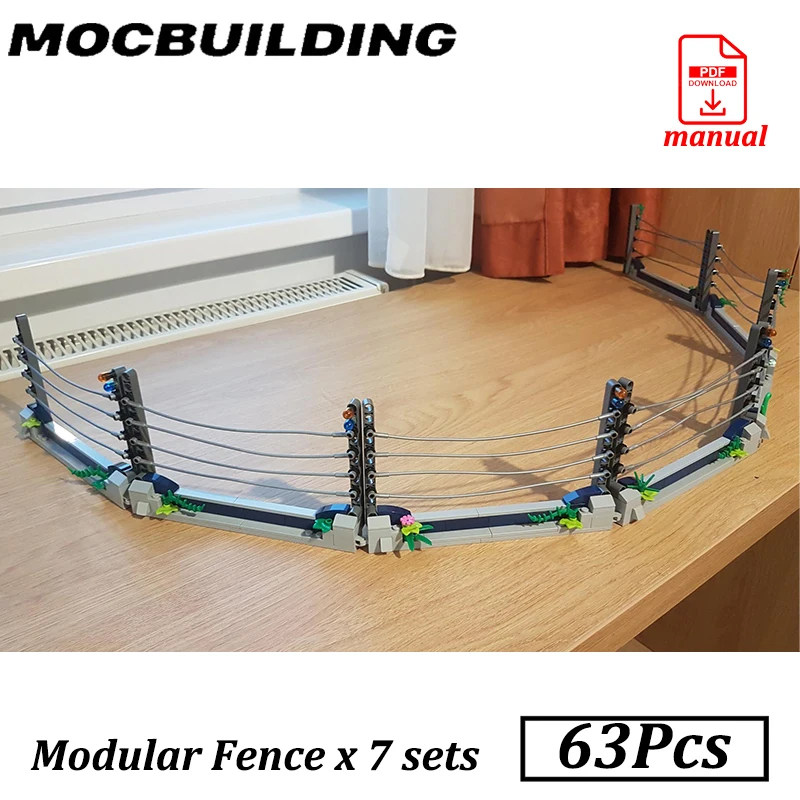 

Modular Jurassic Dinosaur Fence Model MOC Building Blocks Bricks City Street View Construction Toys