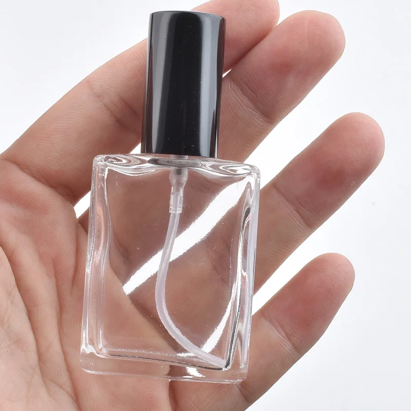 

10 шт., 15 мл, прозрачный квадратный пустой стеклянный флакон для духов, портативный маленький флакон для духов, насос-спрей, пустой многоразовый