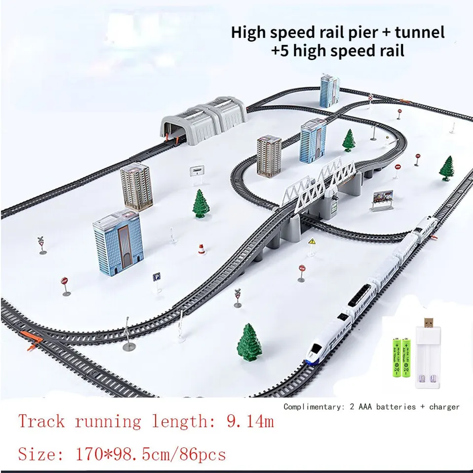 Train À Grande Vitesse Électrique Avec Lumières Et Musique – Kit De Voies Modulaires 72 Cm – Jouet Sensoriel Créatif Pour Enfants Dès 3 Ans