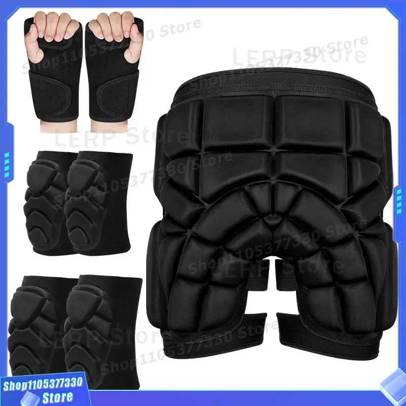Adult Kids Ice Skating Hip Pads Anti Fall Butt Protector Wheel Skateboard Knee Elbow Guard Ski Sports Protective Gear Set