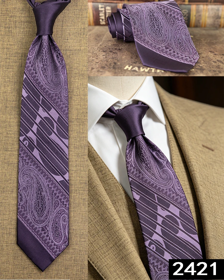 Classy Geometric Pattern Paisley Checked Dots Stripes Mens Necktie Ties 100% Silk Jacquard Woven Elegant Brand New