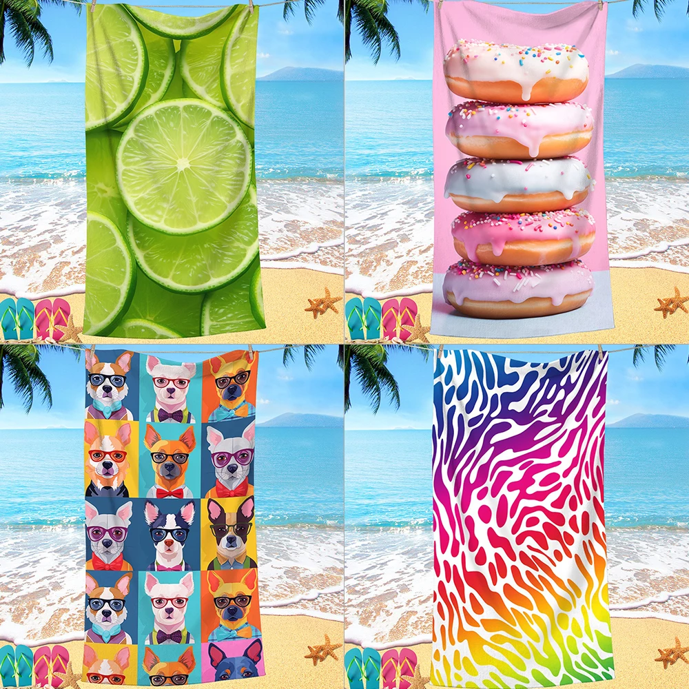 

Cartoon Fruit Beach Towel Cute Dog Puppy Fast-absorbent Microfiber Swimming Quick-dry Gym Bath Towels Bathroom Toalla De Playa