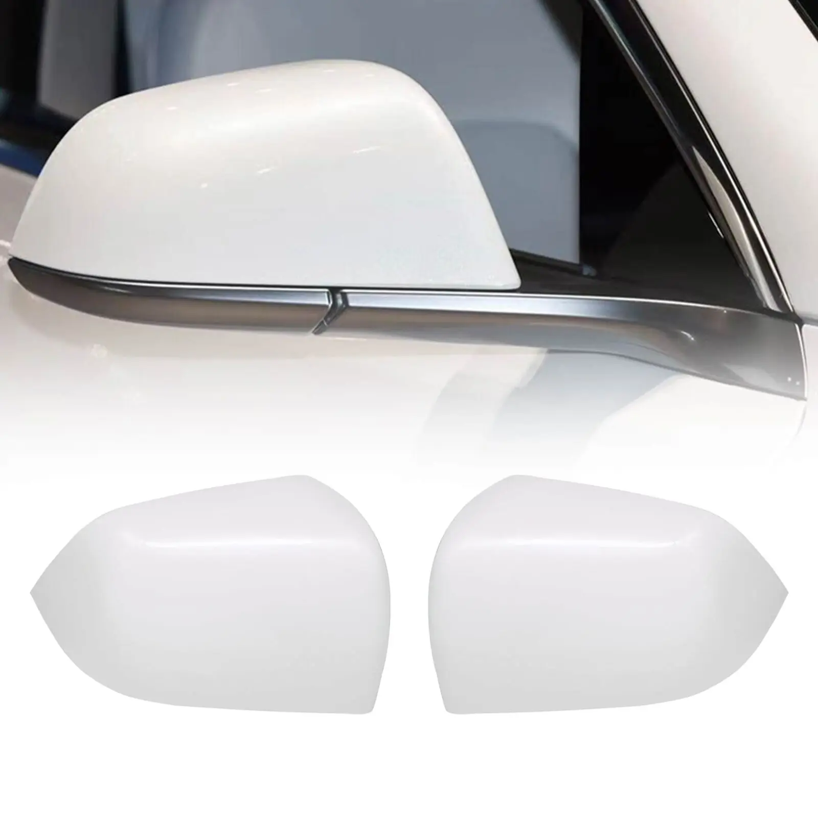 

For Tesla Model Y Pearl white Rear View Side Mirror Cover Cap Skull Cap 1495594-00-A 149559400A 1495593-00-A 149559300A