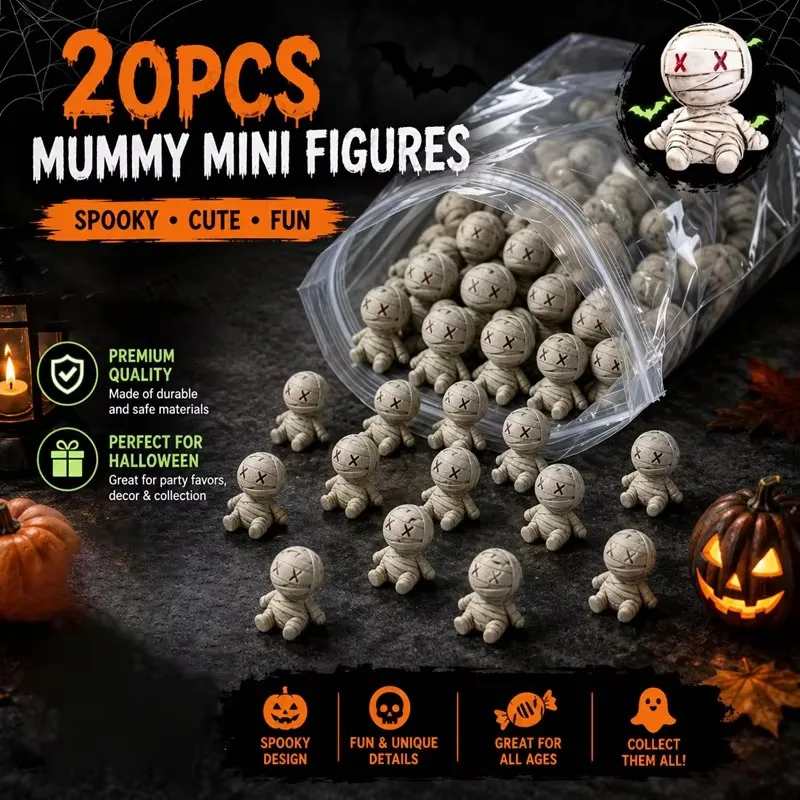 10/20 pièces Statuette de momie miniature en résine pour Halloween, figurine de momie mignonne, ornement de bureau, micro-paysage, décoration de fête et de maison