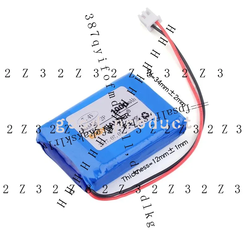ZX 603450-2s 123450 7.4V 1000mAh rechargeable lithium Li-ion Polymer battery for DVR GPS PDA Bluetooth speaker