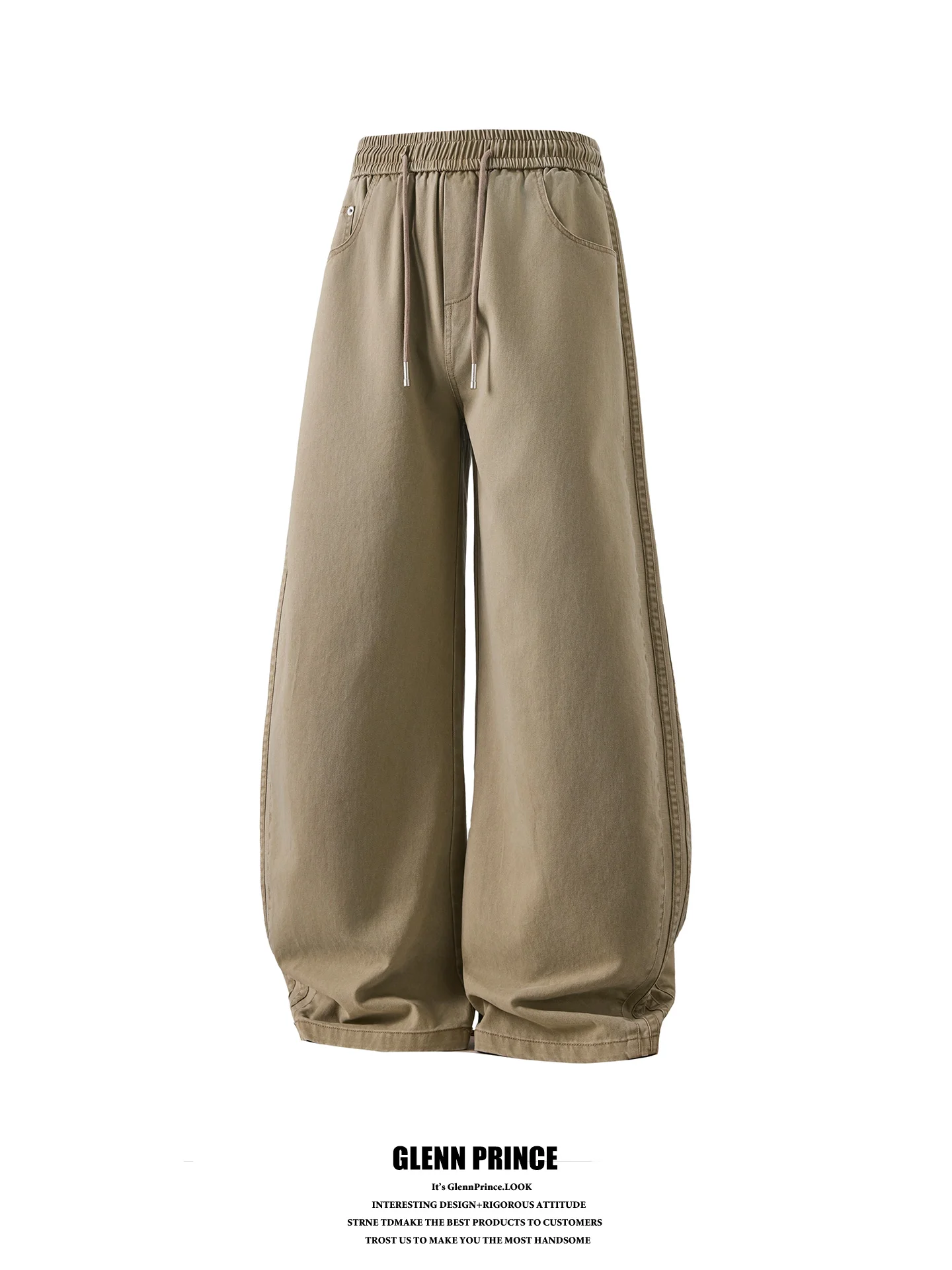 GPstudio American Retro Washed Pure Cotton Work Pants Men CleanFit Straight Casual Long Trousers Loose Wide Leg Pants