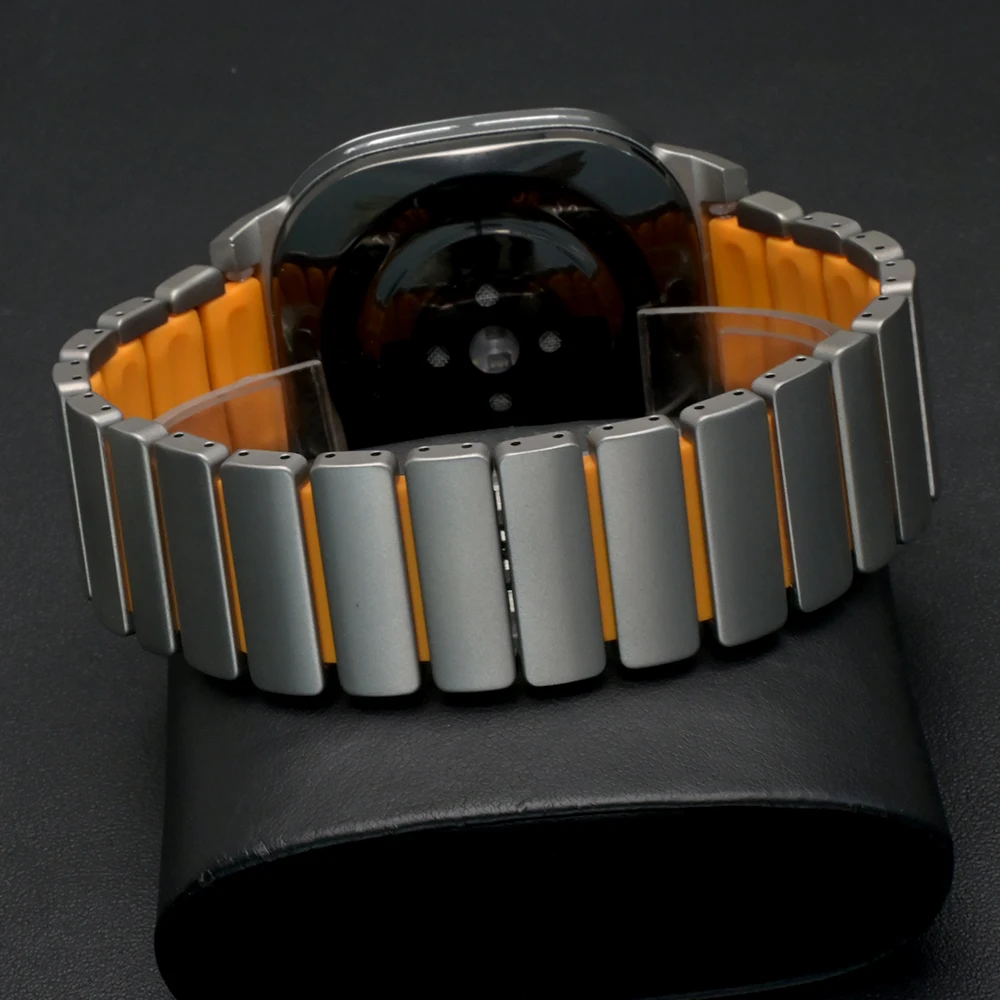 الرجال الفاخرة التيتانيوم حزام لساعة سامسونج جالاكسي الترا 2025 47 مللي متر المعادن المطاط سوار المعصم لساعة جالاكسي الترا 2024 47 مللي متر #4