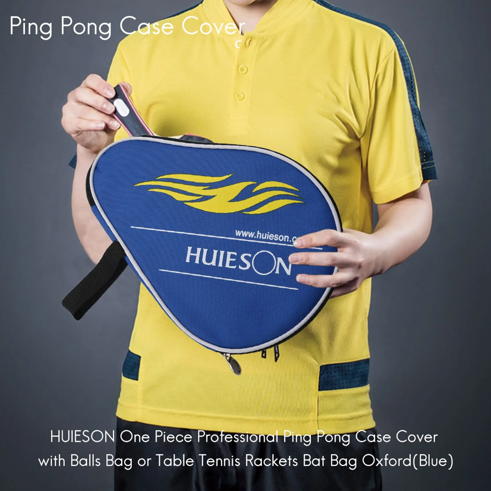 HUIESON One Piece Professional Ping Pong Case Cover with Balls Bag or Table Tennis Rackets Bat Bag Oxford(Blue)