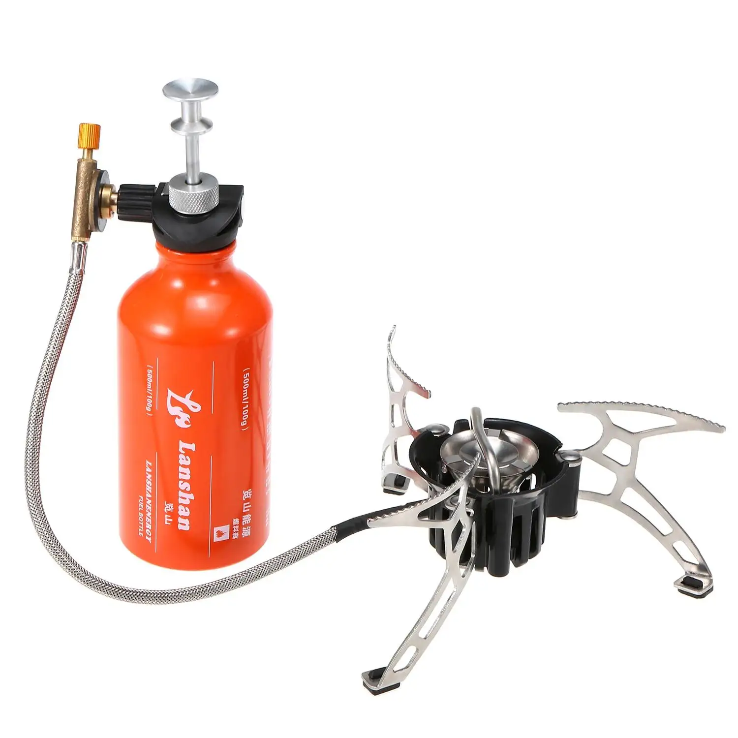 Outdoor Camping Stove Multi Fuel Oil Stove with 500ml Gasoline Fuel Bottle for Diesel Alcohol