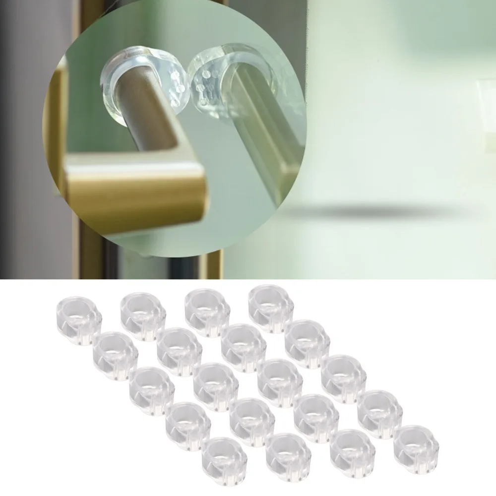 20Pcs PVC Door Handle Buffer Anticollision Transparent PVC Door Handle Buffer Reusable 31*23*13mm Transparent Doorknob Bumper